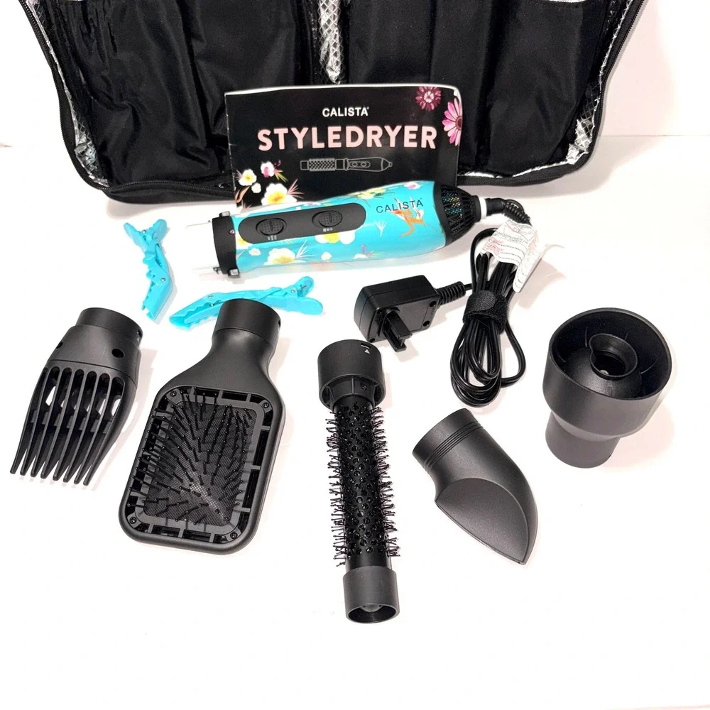 Calista StyleDryer Custom AirBrush 7-Piece Set Turquoise Floral SDRY1 1200W Case